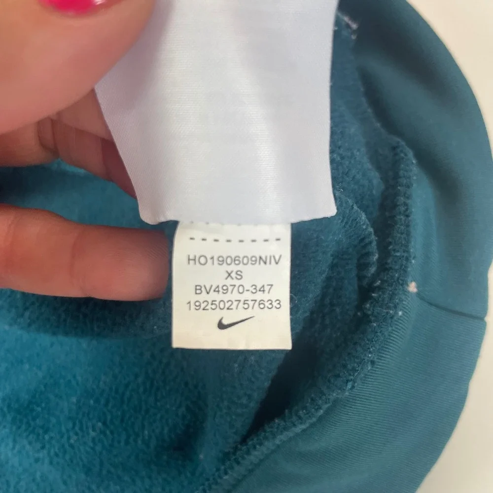 Nike Womens Therma Active Teal Blue Colorblock‎ Fleece Crewneck Sweatshirt XS